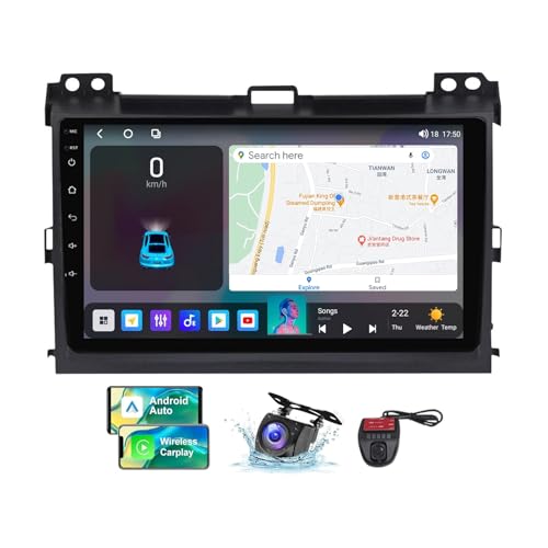 ZZPHKK Android 13 Autoradio für Toyota Land Cruiser Prado 120 3 2002-2009 9 Zoll Touch Display Auto Radio Player mit Carplay Android Auto/DSP/4G WiFi/FM RDS DAB+/BT Freisprecheinrichtung(NF-5) von ZZPHKK