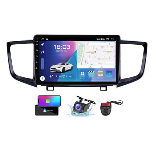 ZZPHKK Android 13 Car Radio mit GPS-Navigationssystem für Honda Pilot 2016-2019 mit DSP Bluetooth 5.0 4G WiFi 2 DIN 9 Zoll QLED Screen Carplay Android Auto mit Lenkradsteuerung DSP(NF-3) von ZZPHKK