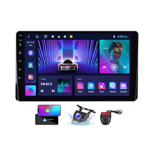 ZZPHKK Android 13 Double DIN GPS Car Radio für Toyota Highlander 4 XU70 2019-2021 mit Carplay Android Auto 9 Zoll Touchscreen FM RDS DAB+ Autoradio Bluetooth 5.0 WiFi GPS SWC + DVR Camera(NF-1) von ZZPHKK