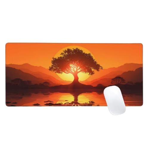 Gaming Mauspad Baum Motiv, 1600x800 XXL Mousepad Herbst Mauspad, Anti-Rutsch Gaming Mouse Pad, Verbessert Präzision und Geschwindigkeit, Genähte Kanten Haltbarkeit Für Office, PC, Desk Mat Z2-450 von Zaafeen