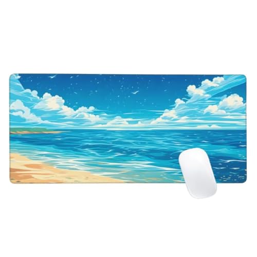 Gaming Mauspad Blau Motiv, 1600x800 XXL Mousepad Wolkenmeer Mauspad, Anti-Rutsch Gaming Mouse Pad, Verbessert Präzision und Geschwindigkeit, Genähte Kanten Haltbarkeit Für Office, PC, Desk Mat Z2-730 von Zaafeen