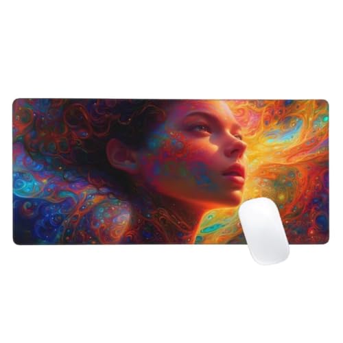 Gaming Mauspad Farbe Motiv, 1000x500mm XXL Mousepad Mädchen Mauspad, Anti-Rutsch Gaming Mouse Pad, Verbessert Präzision und Geschwindigkeit, Genähte Kanten Haltbarkeit Für Office, PC, Desk Mat Z2-18 von Zaafeen