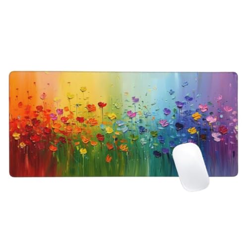 Gaming Mauspad Farbe Motiv, 1200x600mm XXL Mousepad Abstrakt Mauspad, Anti-Rutsch Gaming Mouse Pad, Verbessert Präzision und Geschwindigkeit, Genähte Kanten Haltbarkeit Für Office, PC, Desk Mat Z2-664 von Zaafeen