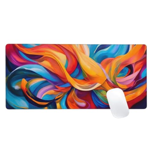 Gaming Mauspad Farbe Motiv, 1500x800 XXL Mousepad Abstrakt Mauspad, Anti-Rutsch Gaming Mouse Pad, Verbessert Präzision und Geschwindigkeit, Genähte Kanten Haltbarkeit Für Office, PC, Desk Mat Z2-218 von Zaafeen