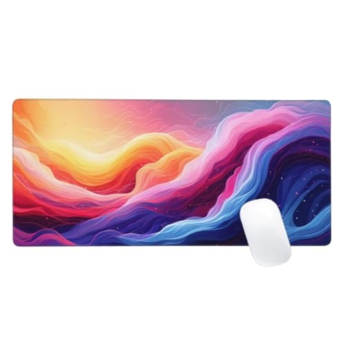 Gaming Mauspad Farbe Motiv, 800x300mm XXL Mousepad Abstrakt Mauspad, Anti-Rutsch Gaming Mouse Pad, Verbessert Präzision und Geschwindigkeit, Genähte Kanten Haltbarkeit Für Office, PC, Desk Mat Z2-152 von Zaafeen