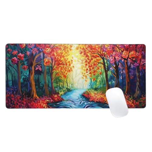 Gaming Mauspad Farbe Motiv, 900x400mm XXL Mousepad Baum Mauspad, Anti-Rutsch Gaming Mouse Pad, Verbessert Präzision und Geschwindigkeit, Genähte Kanten Haltbarkeit Für Home, Office, PC,Desk Mat Z2-326 von Zaafeen