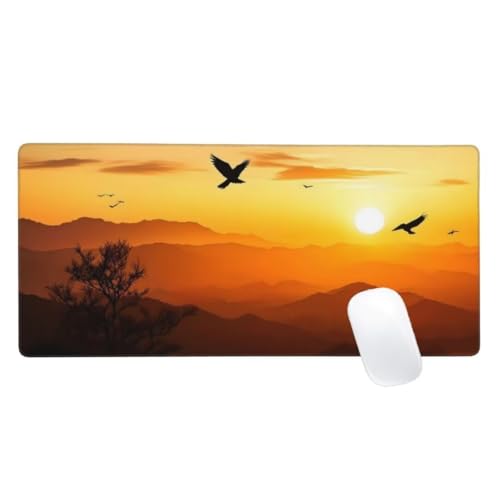 Gaming Mauspad Gelb Motiv, 1600x800 XXL Mousepad Sonnenuntergang Mauspad, Anti-Rutsch Gaming Mouse Pad, Verbessert Präzision und Geschwindigkeit, Genähte Kanten Haltbarkeit Für Office Desk Mat Z2-386 von Zaafeen