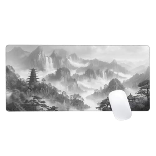 Gaming Mauspad Grau Motiv, 700x300mm XXL Mousepad Landschaft Mauspad, Anti-Rutsch Gaming Mouse Pad, Verbessert Präzision und Geschwindigkeit, Genähte Kanten Haltbarkeit Für Office, PC, Desk Mat Z2-514 von Zaafeen