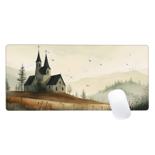 Gaming Mauspad Herbst Motiv, 1600x800 XXL Mousepad Landschaft Mauspad, Anti-Rutsch Gaming Mouse Pad, Verbessert Präzision und Geschwindigkeit,Genähte Kanten Haltbarkeit Für Office, PC, Desk Mat Z2-138 von Zaafeen