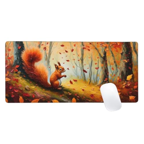 Gaming Mauspad Herbst Motiv, 1600x800 XXL Mousepad Wald Mauspad, Anti-Rutsch Gaming Mouse Pad, Verbessert Präzision und Geschwindigkeit, Genähte Kanten Haltbarkeit Für Home, Office, PC, Desk Mat Z2-14 von Zaafeen