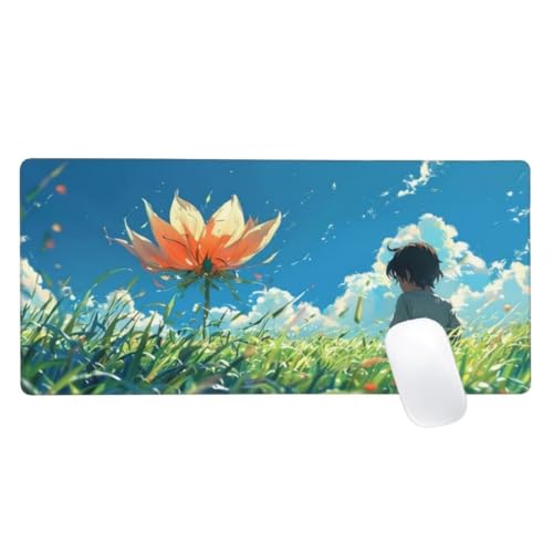 Gaming Mauspad Karikatur Motiv, 900x400mm XXL Mousepad Blume Mauspad, Anti-Rutsch Gaming Mouse Pad, Verbessert Präzision und Geschwindigkeit, Genähte Kanten Haltbarkeit Für Office, PC, Desk Mat Z2-120 von Zaafeen