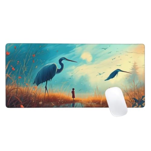 Gaming Mauspad Landschaft Motiv, 1500x800 XXL Mousepad Vogel Mauspad, Anti-Rutsch Gaming Mouse Pad, Verbessert Präzision und Geschwindigkeit, Genähte Kanten Haltbarkeit Für Office, PC, Desk Mat Z2-226 von Zaafeen