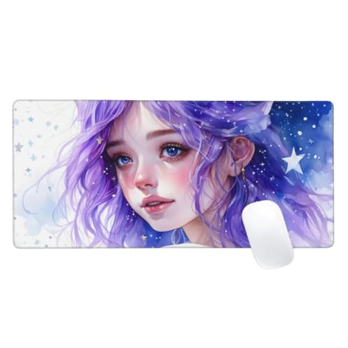 Gaming Mauspad Lila Motiv, 1600x800 XXL Mousepad Mädchen Mauspad, Anti-Rutsch Gaming Mouse Pad, Verbessert Präzision und Geschwindigkeit, Genähte Kanten Haltbarkeit Für Office, PC, Desk Mat Z2-242 von Zaafeen