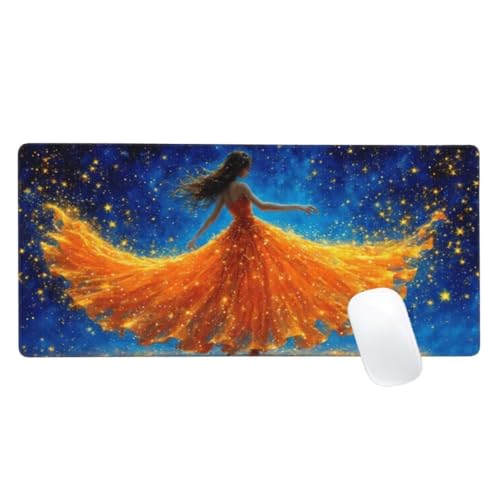 Gaming Mauspad Orange Farbe Motiv, 900x400mm XXL Mousepad Rock Mauspad, Anti-Rutsch Gaming Mouse Pad, Verbessert Präzision und Geschwindigkeit, Genähte Kanten Haltbarkeit Für Office,PC,Desk Mat Z2-734 von Zaafeen