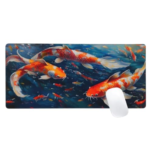 Gaming Mauspad Ozean Motiv, 1500x800 XXL Mousepad Fisch Mauspad, Anti-Rutsch Gaming Mouse Pad, Verbessert Präzision und Geschwindigkeit, Genähte Kanten Haltbarkeit Für Office, PC, Desk Mat Z2-246 von Zaafeen