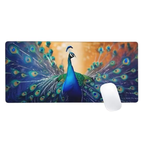 Gaming Mauspad Pfau Motiv, 1600x800 XXL Mousepad Tier Mauspad, Anti-Rutsch Gaming Mouse Pad, Verbessert Präzision und Geschwindigkeit, Genähte Kanten Haltbarkeit Für Home, Office, PC, Desk Mat Z2-702 von Zaafeen