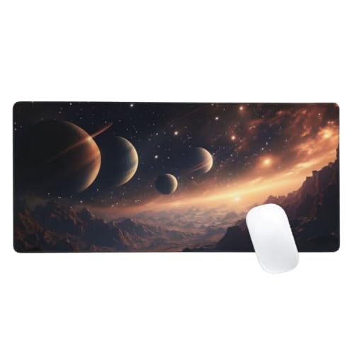 Gaming Mauspad Planet Motiv, 800x400mm XXL Mousepad Landschaft Mauspad, Anti-Rutsch Gaming Mouse Pad, Verbessert Präzision und Geschwindigkeit, Genähte Kanten Haltbarkeit Für Office, PC, Desk Mat Z2-6 von Zaafeen