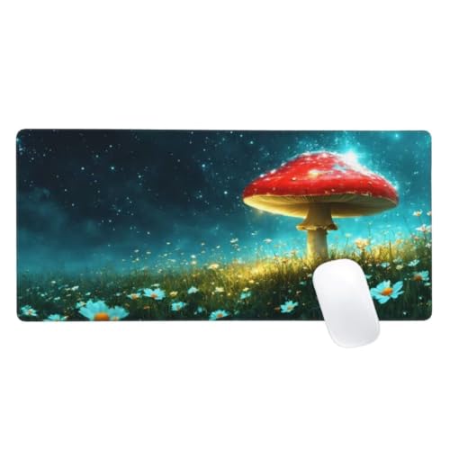 Gaming Mauspad Rot Motiv, 1600x800 XXL Mousepad Pilz Mauspad, Anti-Rutsch Gaming Mouse Pad, Verbessert Präzision und Geschwindigkeit, Genähte Kanten Haltbarkeit Für Home, Office, PC, Desk Mat Z2-748 von Zaafeen