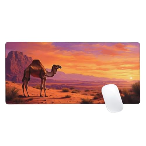 Gaming Mauspad Sonnenuntergang Motiv, 800x400mm XXL Mousepad Kamel Mauspad, Anti-Rutsch Gaming Mouse Pad, Verbessert Präzision und Geschwindigkeit,Genähte Kanten Haltbarkeit Für Office Desk Mat Z2-394 von Zaafeen