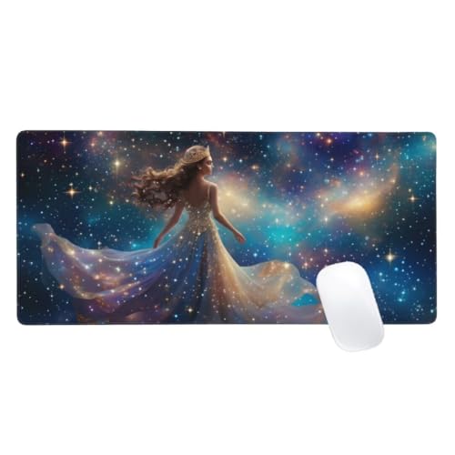 Gaming Mauspad Sternenhimmel Motiv, 700x400mm XXL Mousepad Mädchen Mauspad, Anti-Rutsch Gaming Mouse Pad, Verbessert Präzision und Geschwindigkeit,Genähte Kanten Haltbarkeit Für Office Desk Mat Z2-108 von Zaafeen