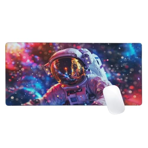 Gaming Mauspad Sternenhimmel Motiv, 900x400mm XXL Mousepad Astronaut Mauspad, Anti-Rutsch Gaming Mouse Pad, Verbessert Präzision und Geschwindigkeit,Genähte Kanten Für Office, Desk Mat Geschenk Z2-318 von Zaafeen