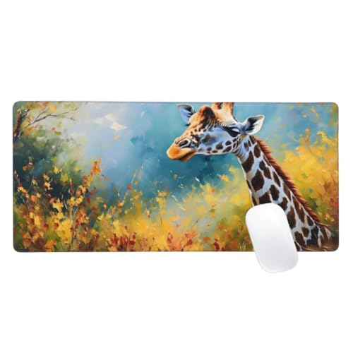 Gaming Mauspad Tier Motiv, 1200x600mm XXL Mousepad Giraffe Mauspad, Anti-Rutsch Gaming Mouse Pad, Verbessert Präzision und Geschwindigkeit, Genähte Kanten Haltbarkeit Für Office, PC, Desk Mat Z2-94 von Zaafeen