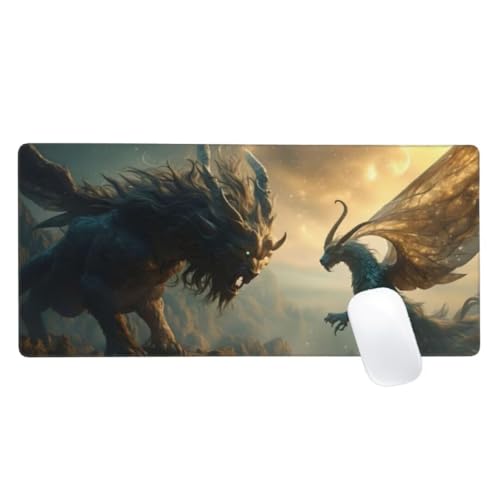 Gaming Mauspad Tier Motiv, 700x400mm XXL Mousepad Monster Mauspad, Anti-Rutsch Gaming Mouse Pad, Verbessert Präzision und Geschwindigkeit, Genähte Kanten Haltbarkeit Für Home, Office,PC,Desk Mat Z2-26 von Zaafeen