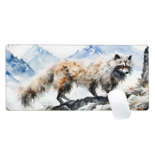 Gaming Mauspad Tier Motiv, 900x300mm XXL Mousepad Wolf Mauspad, Anti-Rutsch Gaming Mouse Pad, Verbessert Präzision und Geschwindigkeit, Genähte Kanten Haltbarkeit Für Home, Office, PC, Desk Mat Z2-224 von Zaafeen