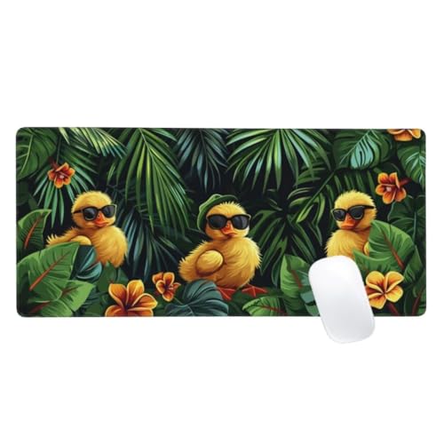 Gaming Mauspad Tropisch Motiv, 700x300mm XXL Mousepad Ente Mauspad, Anti-Rutsch Gaming Mouse Pad, Verbessert Präzision und Geschwindigkeit, Genähte Kanten Haltbarkeit Für Office, PC, Desk Mat Z2-642 von Zaafeen