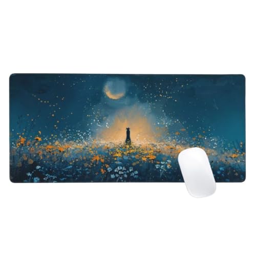 Gaming Mauspad Türkis Motiv, 900x300mm XXL Mousepad Landschaft Mauspad, Anti-Rutsch Gaming Mouse Pad, Verbessert Präzision und Geschwindigkeit, Genähte Kanten Haltbarkeit Für Office,PC,Desk Mat Z2-506 von Zaafeen