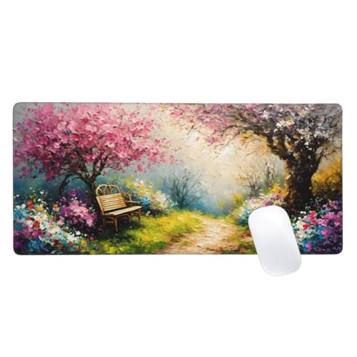 Gaming Mauspad Wald Motiv, 900x400mm XXL Mousepad Baum Mauspad, Anti-Rutsch Gaming Mouse Pad, Verbessert Präzision und Geschwindigkeit, Genähte Kanten Haltbarkeit Für Home, Office, PC, Desk Mat Z2-838 von Zaafeen