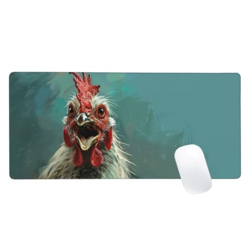 Mauspad XXL 1200x600mm, Tier Mousepad Huhn Gaming Mauspad Groß, Vernähte Kanten, Wasserdichtt Rutschfeste Gummibasis, Erweiterter Schreibtisch Schutz,Gaming Zubehör für Maus Tastatur,Home Decor Z2-635 von Zaafeen