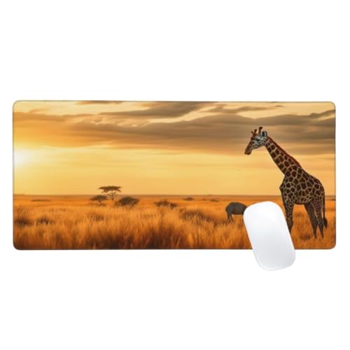 Mauspad XXL 1500x800, Gelb Mousepad Giraffe Gaming Mauspad Groß, Vernähte Kanten, Wasserdichtt Rutschfeste Gummibasis, Erweiterter Schreibtisch Schutz, Gaming Zubehör für Maus Tastatur,Home Decor Z2-1 von Zaafeen