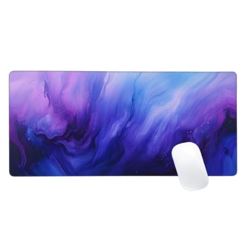 Mauspad XXL 1500x800, Marineblau Mousepad Lila Gaming Mauspad Groß, Vernähte Kanten, Wasserdichtt rutschfeste Gummibasis, Erweiterter Schreibtisch Schutz, Gaming Zubehör für Maus und Tastatur, Z2-727 von Zaafeen