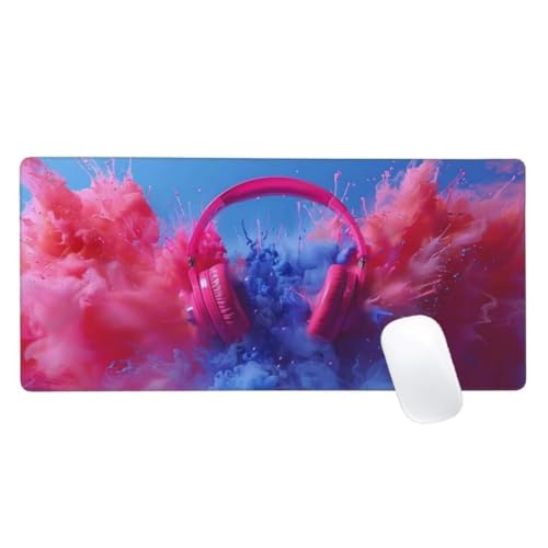 Mauspad XXL 1600x800, Rosa Mousepad Kopfhörer Gaming Mauspad Groß, Vernähte Kanten, Wasserdichtt rutschfeste Gummibasis, Schreibtisch Schutz, Gaming Zubehör für Maus und Tastatur, Home Decor Z2-735 von Zaafeen