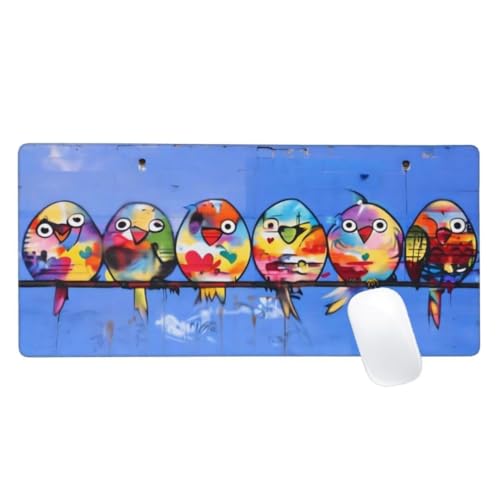 Mauspad XXL 600x300mm, Abstrakt Mousepad Vogel Gaming Mauspad Groß, Vernähte Kanten, Wasserdichtt rutschfeste Gummibasis, Schreibtisch Schutz, Gaming Zubehör für Maus und Tastatur, Home Decor Z2-443 von Zaafeen