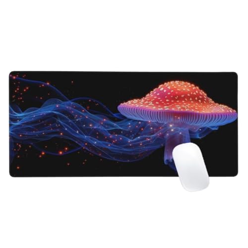 Mauspad XXL 700x400mm, Schwarz Mousepad Pilz Gaming Mauspad Groß, Vernähte Kanten,Wasserdichtt Rutschfeste Gummibasis,Erweiterter Schreibtisch Schutz,Gaming Zubehör für Maus Tastatur,Home Decor Z2-601 von Zaafeen