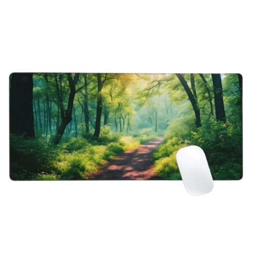 Mauspad XXL 900x400mm, Wald Mousepad Baum Gaming Mauspad Groß, Vernähte Kanten, Wasserdichtt Rutschfeste Gummibasis, Erweiterter Schreibtisch Schutz, Gaming Zubehör für Maus Tastatur,Home Decor Z2-249 von Zaafeen