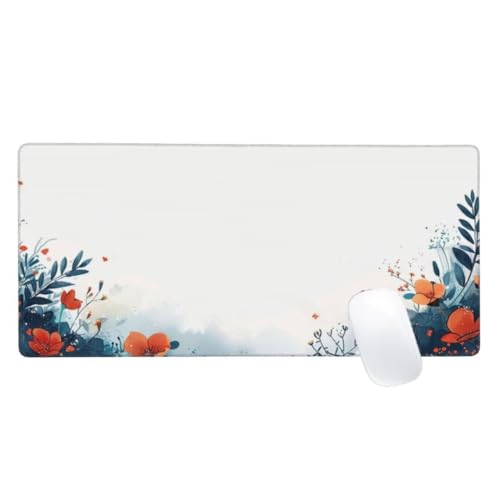 Mauspad XXL 900x400mm, Weiß Mousepad Anlage Gaming Mauspad Groß, Vernähte Kanten, Wasserdichtt Rutschfeste Gummibasis,Erweiterter Schreibtisch Schutz,Gaming Zubehör für Maus Tastatur,Home Decor Z2-725 von Zaafeen