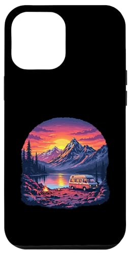 Retro-Abenteuer im Camper-Van bei Sonnenuntergang: Vintage-Reisekunst Hülle für iPhone 12 Pro Max von Zawles Designs