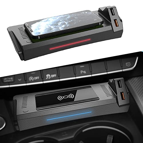 ZChan Kabelloses Ladegerät für Audi A4/A5 2017–2022, Mittelkonsole, kabelloses Ladepad mit QC 3.0 USB-Schnellladeanschluss, Handy-Ladestation für das Auto für kabellose Laden unterstützte Handys. von Zchan