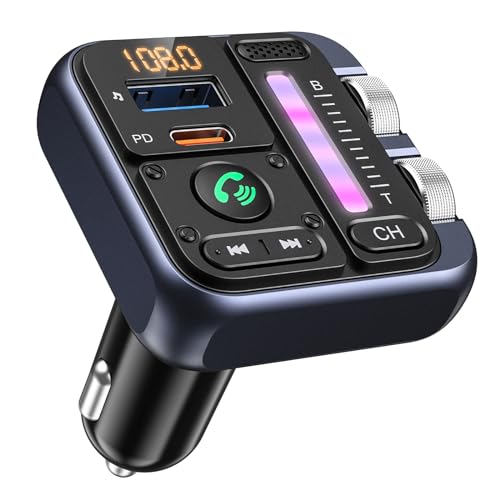 ZeaLife FM Transmitter Bluetooth 5.3 Adapter Auto, 42W PD & QC3.0 Radio Transmitter Auto Bluetooth mit Dual USB Ports, Bluetooth Adapter Auto Freisprechanlage KFZ Kit Unterstützt USB-Stick von ZeaLife