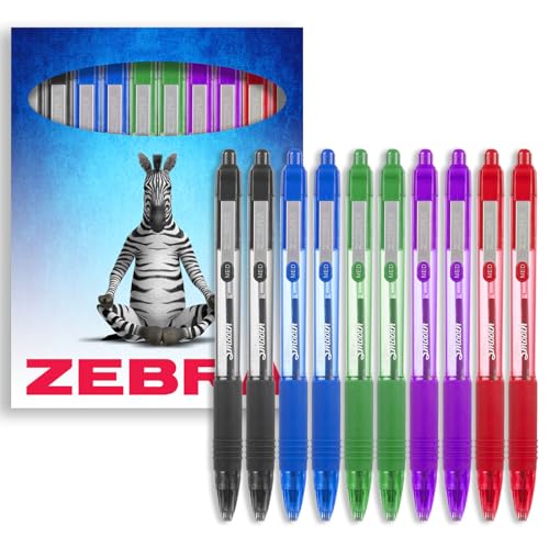 Zebra Z-Grip Smooth Ballpoint Pen - 1.0mm - Essential Set - Black, Blue, Red, Green & Violet Ink - Pack of 10 - in Zebra Packaging von Zebra Pen