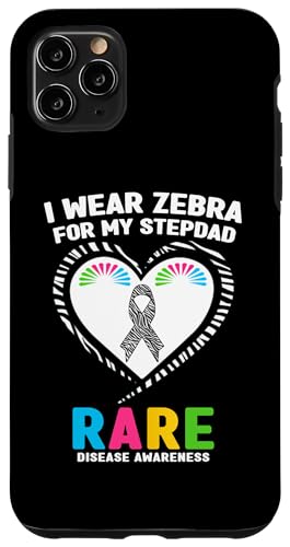 Hülle für iPhone 11 Pro Max Shirt zum Tag der seltenen Krankheit 2025 - I Wear Zebra for My Stepdad von Zebra Rare 13 - Rare Disease Awareness Apparel.