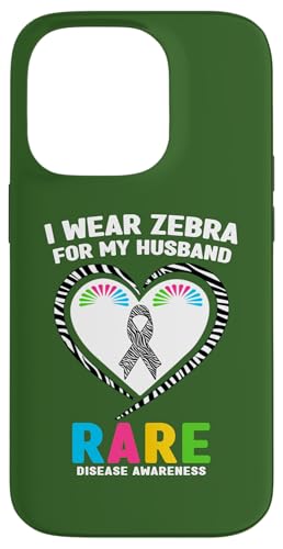 Hülle für iPhone 14 Pro Shirt zum Tag der seltenen Krankheit 2025 - I Wear Zebra for My Husband von Zebra Rare 13 - Rare Disease Awareness Apparel.