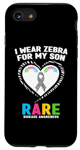 Hülle für iPhone SE (2020) / 7 / 8 Shirt zum Tag der seltenen Krankheit 2025 - I Wear Zebra for My Son von Zebra Rare 13 - Rare Disease Awareness Apparel.