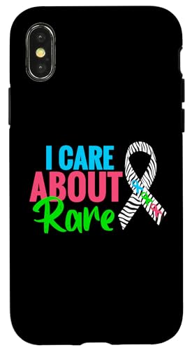 Hülle für iPhone X/XS I Care T-Shirt für seltene Krankheiten – Tag für seltene Krankheiten 2025 von Zebra Rare Disease Day Support Apparel.