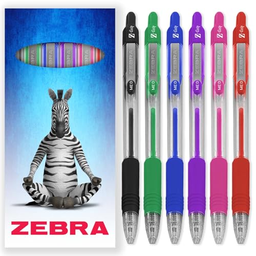 Zebra Pen Z-Grip Druckkugelschreiber, 1,0 mm Spitze, 6 Stück, in Geschenkbox aus Karton, Schule, Schreiben, Arbeit, Büro (sortiert) von Zebra Pen