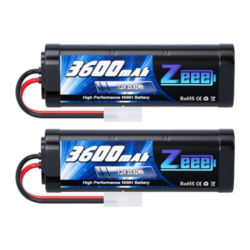 Zeee 7,2V 3600mAh RC NiMH Akku für RC Auto RC LKW HPI Losi Kyosho Hobby (2 Packungen) von Zeee