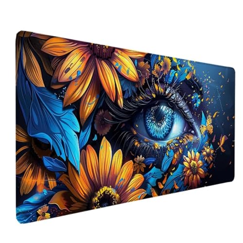 Blau Mousepad XXL 700x300 MM Schreibtischunterlage, Gaming Mauspad Auge Mouse Pad Wasserdicht und Langlebig Mousepad Groß mit Vernähte Kanten für PC, Laptop, Gaming, Büro, Zuhause Deko Geschenk A-H von Zeipopge